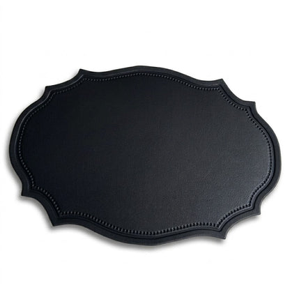 Vintage Black Imitation Leather Oval Placemat